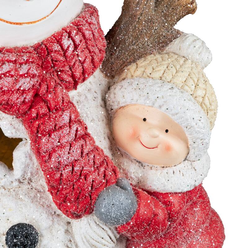 Lighted Snowman and Boy Christmas Decoration - 18" - Clear LED Lights