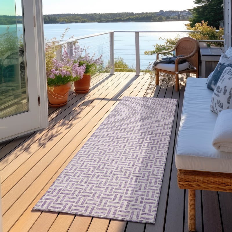 Machine Washable Indoor/ Outdoor Chantille Contemporary Casual Rug - Lavender - 2'3" x 7'6"
