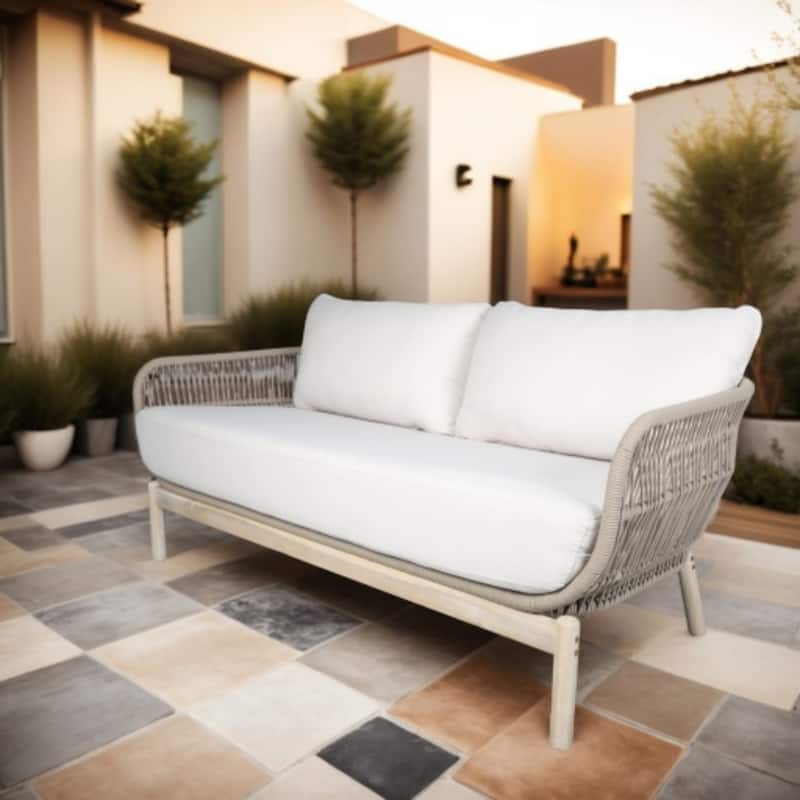 Outdooor Loveseat with Acacia Solid Wood Frame and Cushions