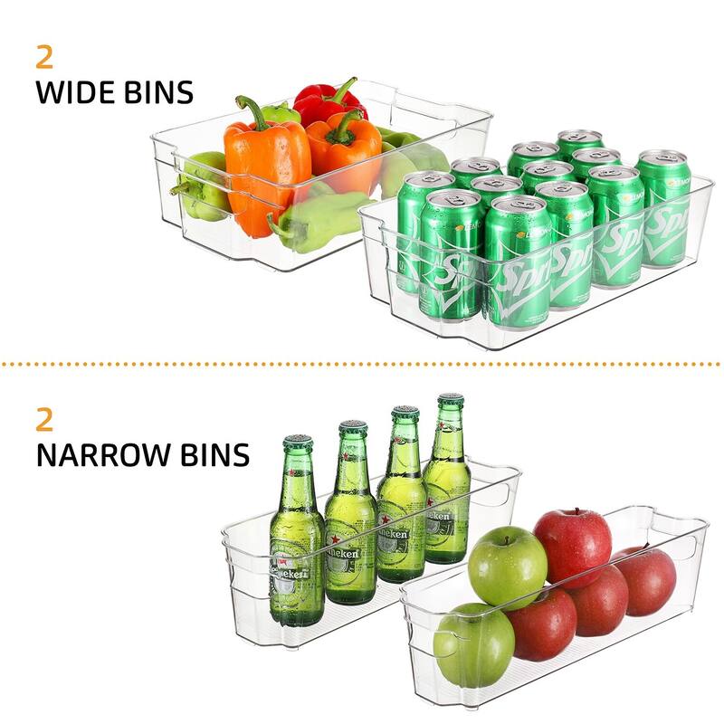 StorageBud 8 Piece Refrigerator Organizer Bins - Stackable Freezer Organizer - Clear Refrigerator Organizer - Acrylic Fridge Bin