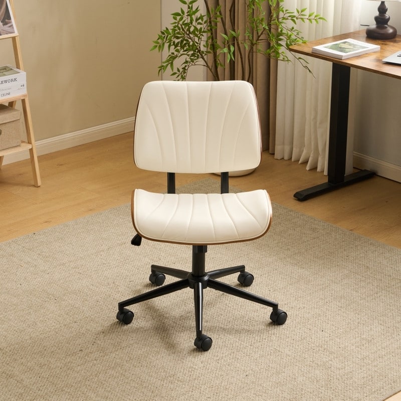 PU Trapezoid Curved Back Swivel Office Chair