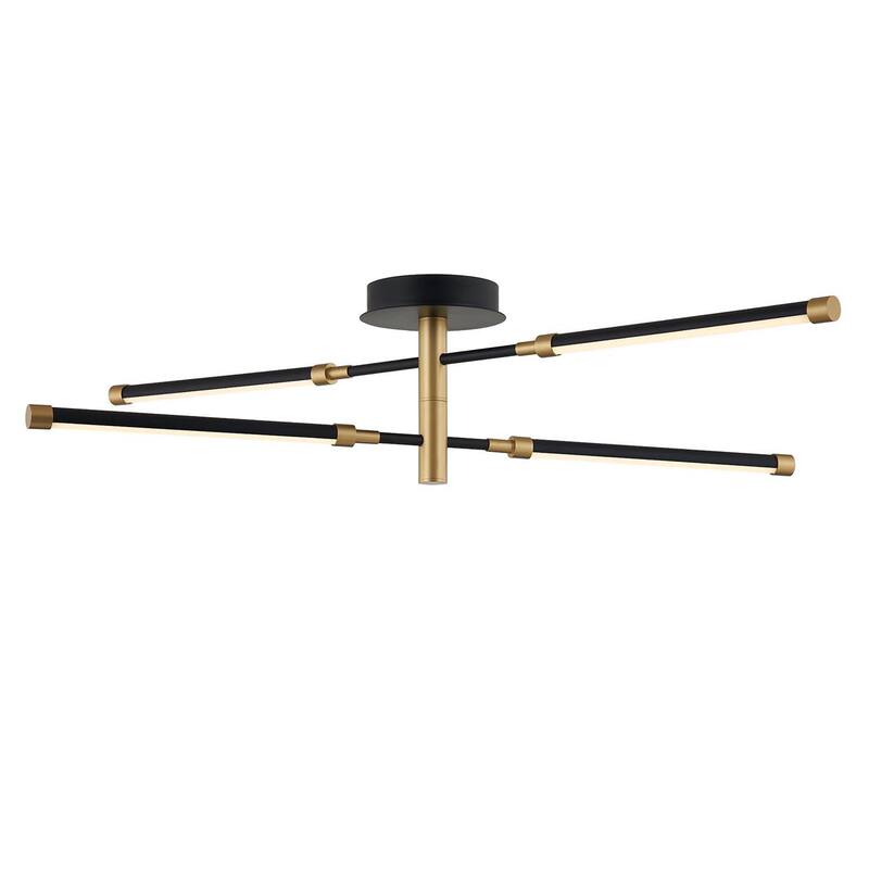 Justice Design Group Fianco LED 4-Light Chandelier - Matte Black w/ Brass Accents Finish - Matte Black, Brass Accents