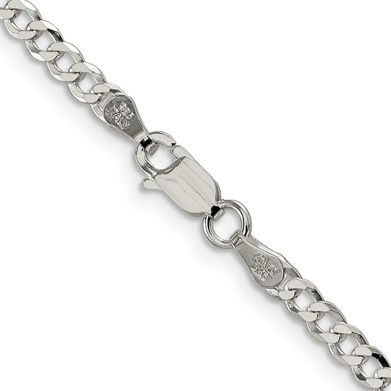 Curata 925 Sterling Silver 3.2mm Beveled Curb Chain Necklace Options: 16 18 20 22 24