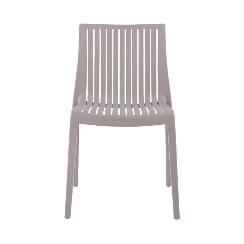 HomeRoots Set of Two Taupe Heavy Duty Plastic Outdoor Stacking Accent Chairs