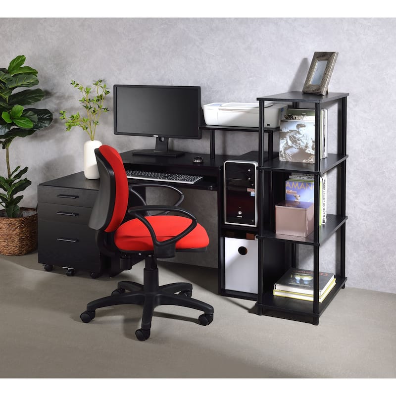 Anmytek Black L Shaped Computer Desk with Keyboard Tray and Storage Modern Home Office Desk for Small Spaces - Black