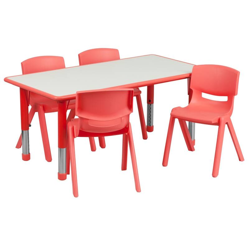 23.625"W x 47.25"L Rectangle Plastic Activity Table Set with 4 Chairs