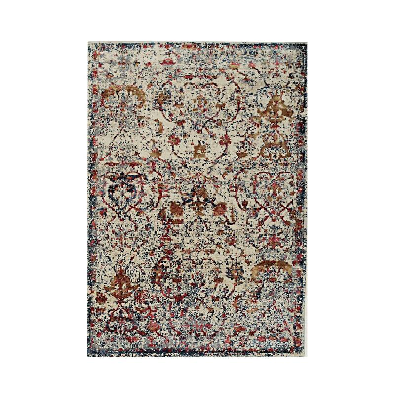 Beige Gold Hand Crafted Wool Viscose Contemporary Rug 5' x 8' - High Low Texture 0.5" Pile Modern - N/A