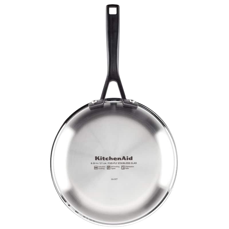 KitchenAid 5-Ply Clad Stainless Steel Nonstick Induction Frying Pan, 8.25-Inch, Polished Stainless Steel
