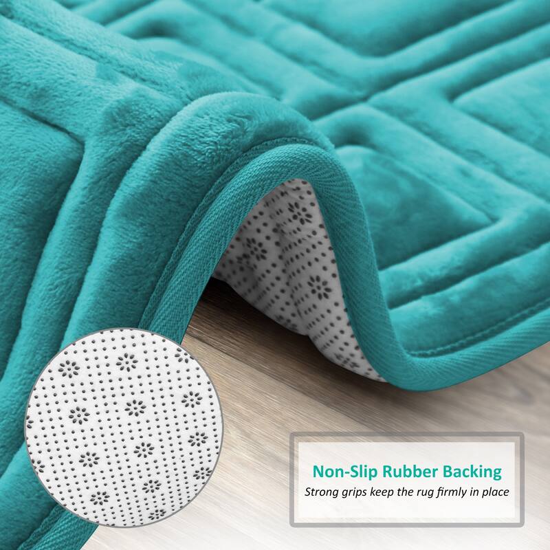 Clara Clark Ultra Soft Non Slip and Absorbent Bath Rug - Waffled Velvet Memory Foam Bath Mat