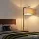 preview thumbnail 30 of 46, Brightech Montage Modern 60 in. Contemporary Arc LED Color Adjusting Floor Lamp with White Fabric Drum Shade