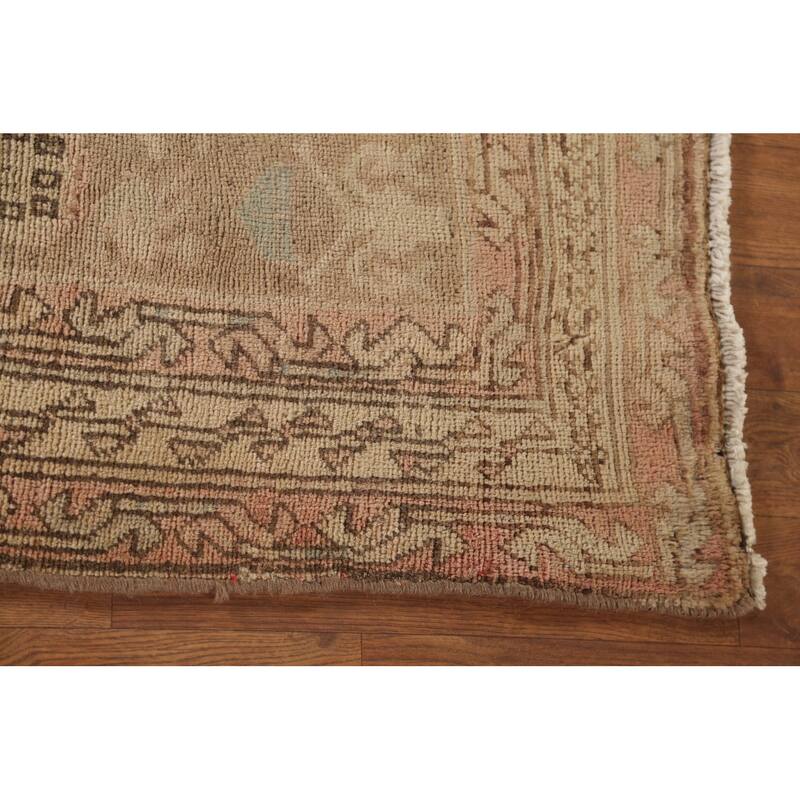 All-Over Ardebil Persian Vintage Runner Rug Handmade Wool Carpet - 3'10"x 10'3"