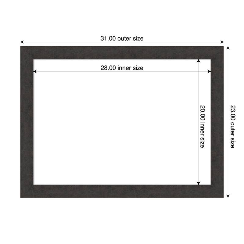 Amanti Art Rustic Plank Espresso Narrow Framed Dry Erase Magnetic Board - 31 x 23 in - Rustic Plank Espresso Narrow