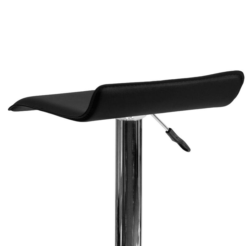 2 Pack Contemporary Vinyl Adjustable Height Barstool with Solid Wave Seat - 15"W x 15"D x 25.5" - 34"H