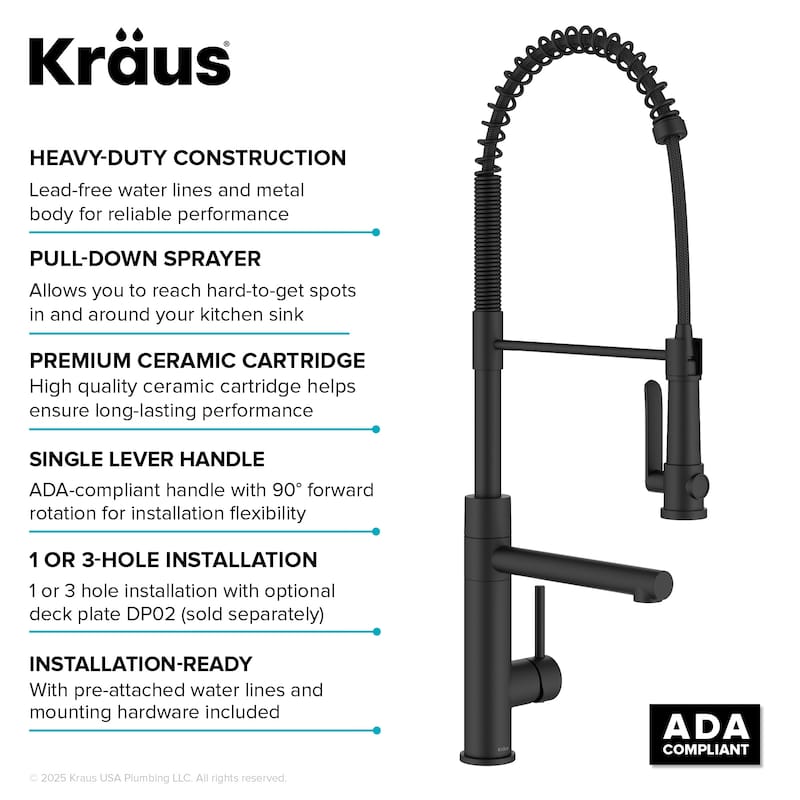 Kraus KPF-1605 Artec Pro 1.8 GPM Single Hole Pre-Rinse Pull Down