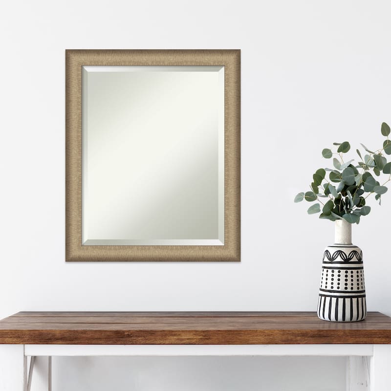 Beveled Wall Mirror - Elegant Brushed Bronze Narrow Frame