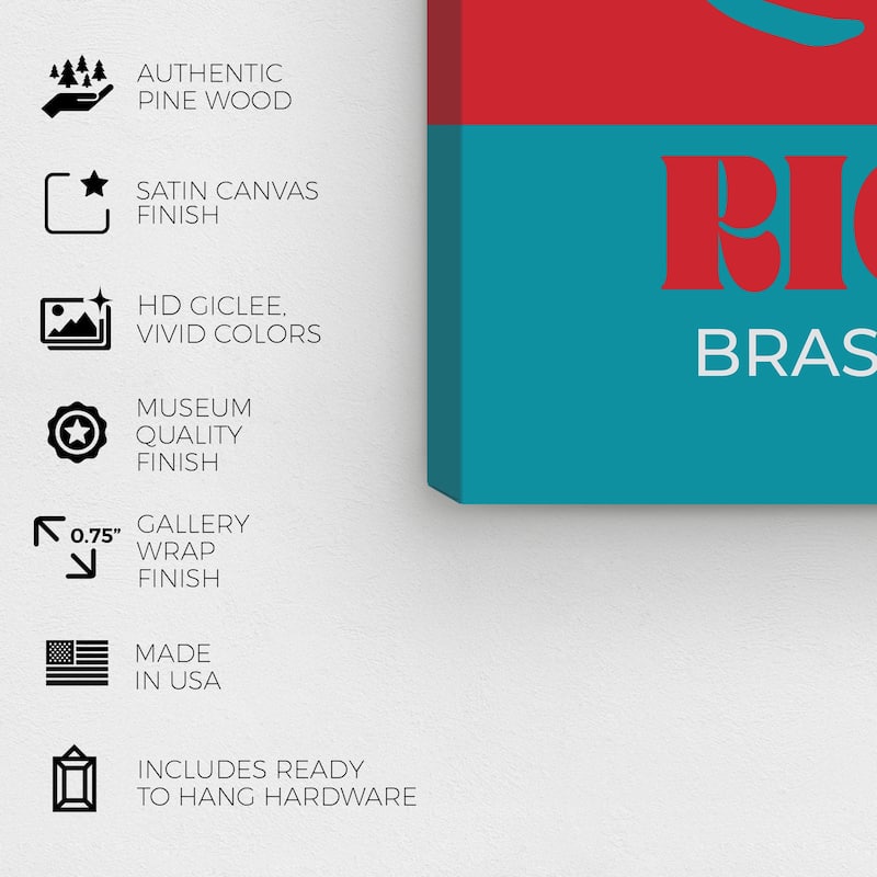 Wynwood Studio Canvas World and Countries Travel to Rio Red and Teal Modern & Contemporary Wall Art Canvas Print