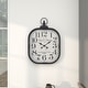 preview thumbnail 11 of 18, Black Metal Distressed Pocket Watch Style Decorative Wall Clock with Ring Finial
