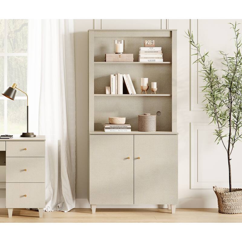 Modern 71" Tall Bookcase with Shelves & Storage Cabinet for Home Office