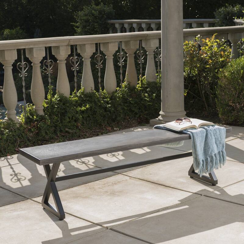 Outdoor Aluminum Dining Bench With Steel Frame