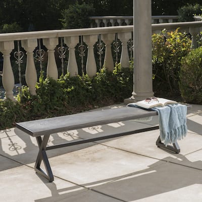 Outdoor Aluminum Dining Bench With Steel Frame