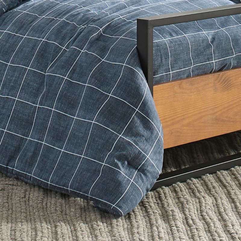 Kenneth Cole New York Holden Grid Blue Comforter Set