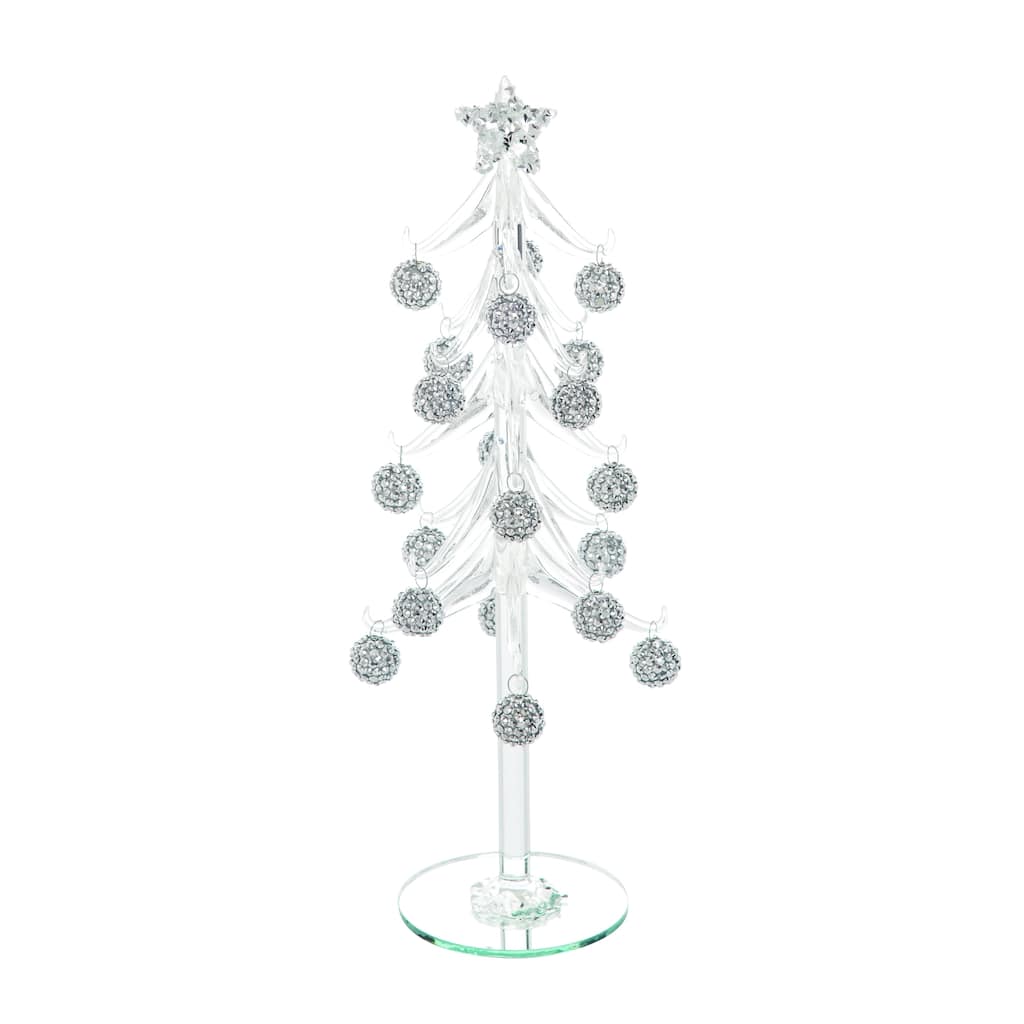 Transpac Glass 11.25 in. Clear Christmas Glitzy Trinket Tree Decor