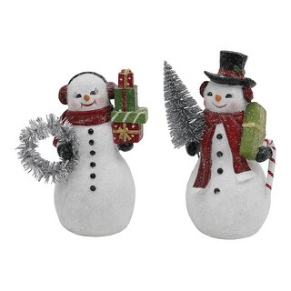 Resin Snowman Figurine Set of 2 Colorful Christmas Decor - Bed Bath ...