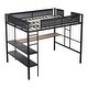preview thumbnail 9 of 13, Black Full Size Metal Stell Loft Bed with Desk, Shelves, Noise-free Wood Slats and Comfortable Textilene Guardrail