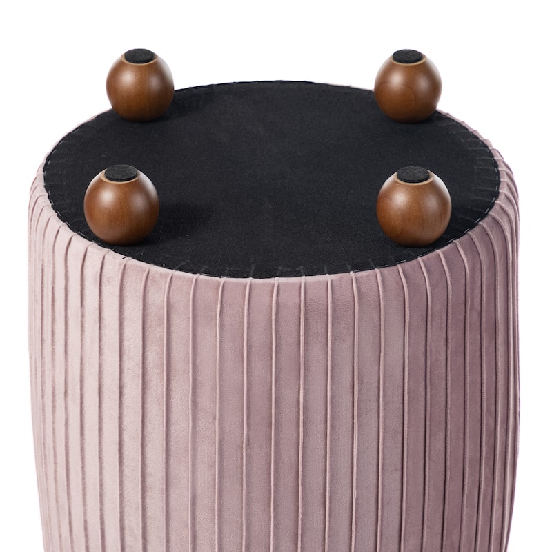 Glitzhome 19"H Velvet Upholstered Storage Ottoman or Accent Stool with Rubberwood Ball Feet