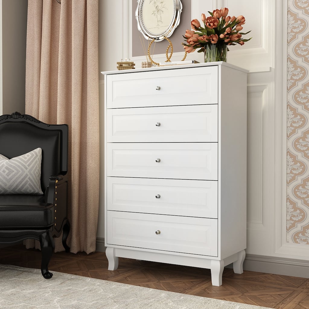 Timechee 5 Drawers Dresser Chests Chset of Drawers Organizer Lacquered