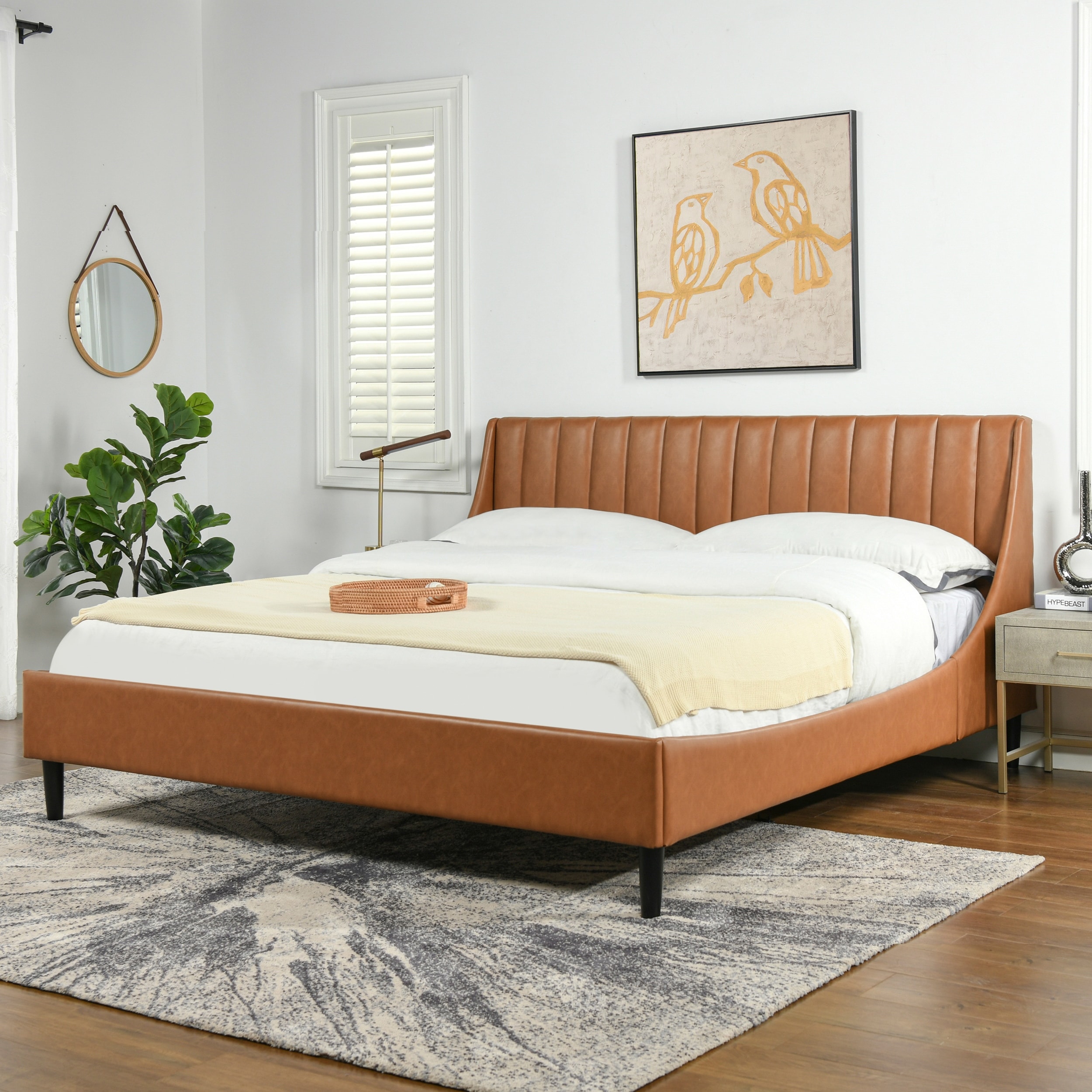 Willow Faux Leather Channel Tufted Platform Bed Set