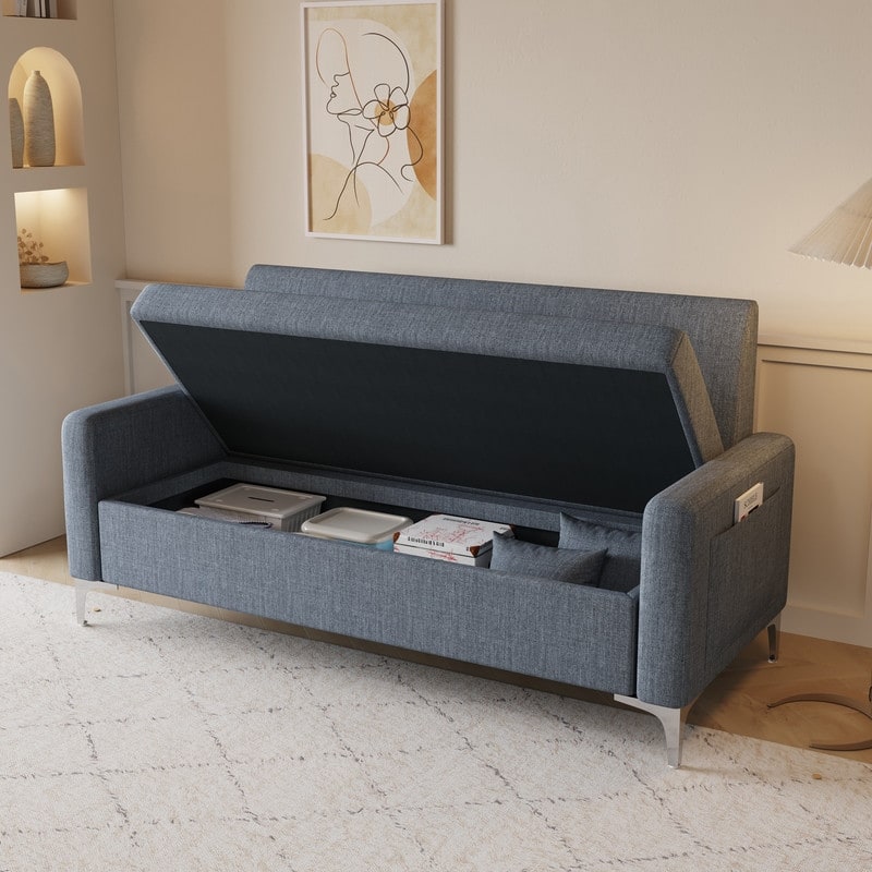 57.1" Two-Seater Sofa With Storage Function