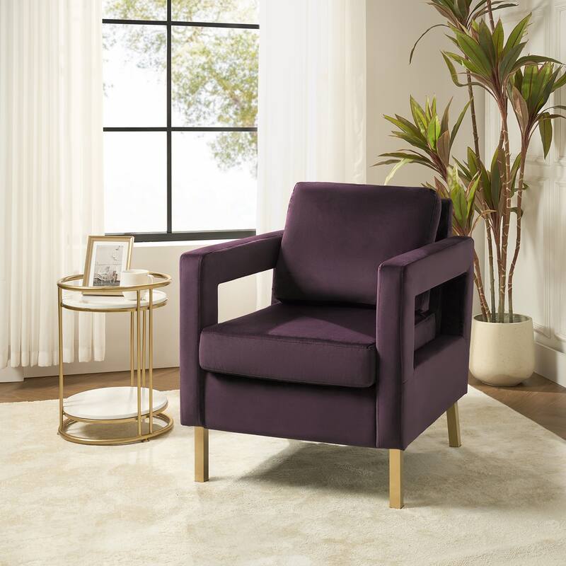 Valentina Comfy Accent Armchair with Golden Metal Legs and Removable Cushions by HULALA HOME