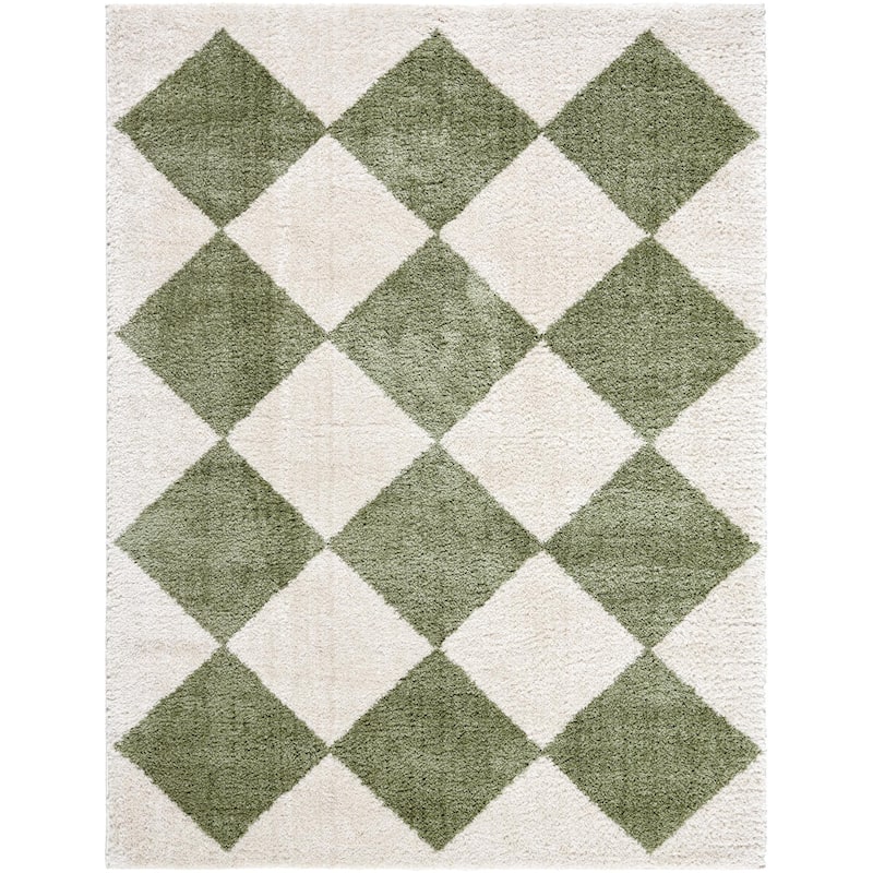 Livabliss Scandinavian Fossay Shag Diamond Washable Area Rug