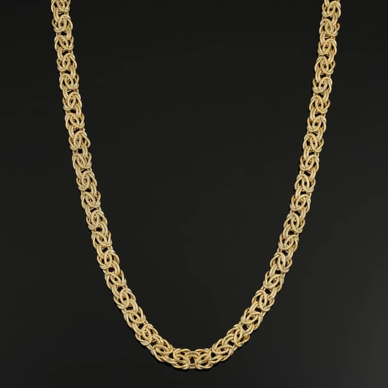 14k Yellow Gold Filled 6 mm Byzantine Link Chain Necklace (18 or 20 inches)
