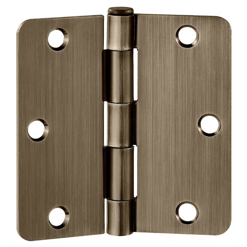 Design House 188383 3-1/2" x 3-1/2" Butt 1/4" Radius Corner Surface - Antique Brass