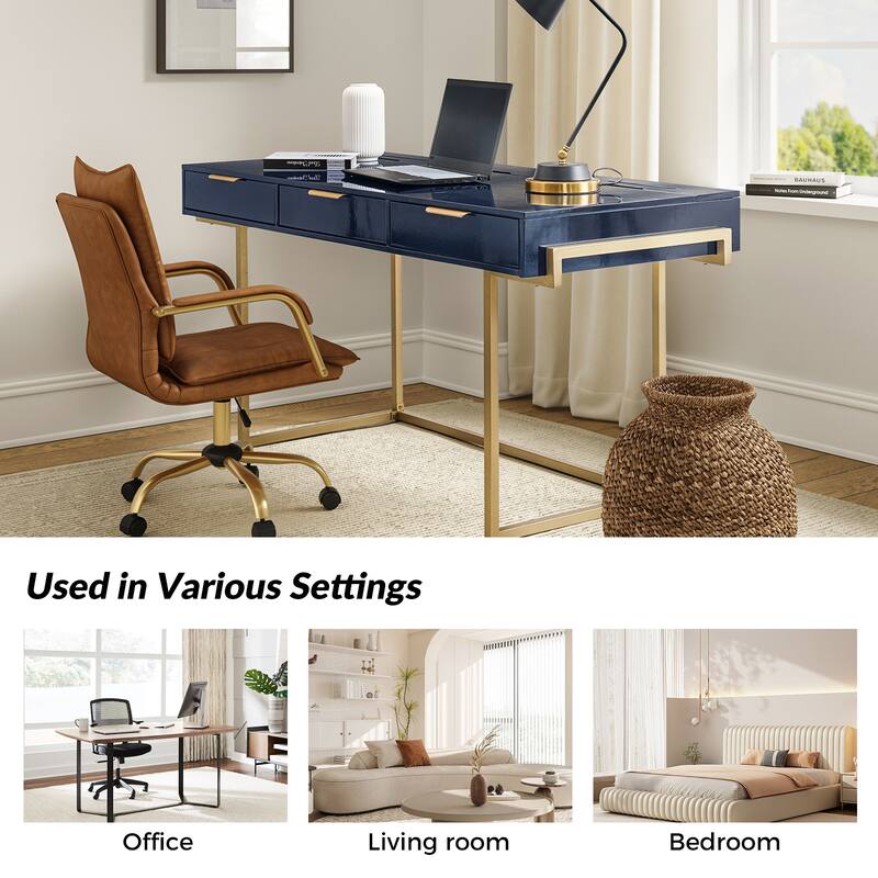 Patricia Modern 3 Drawer Desk with USB Ports and Outlet by HULALA HOME