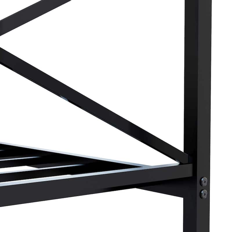 Queen Bed Frame with Headboard & Footboard - Modern Metal Platform Bed - Black Finish
