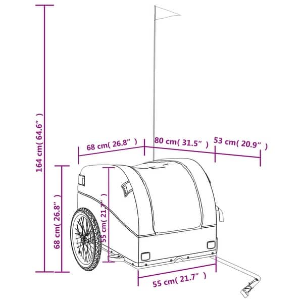 dimension image slide 0 of 3, vidaXL Bike Trailer Kids Bicycle Cargo Wagon Buggy Carriage Cycle Trailer Iron