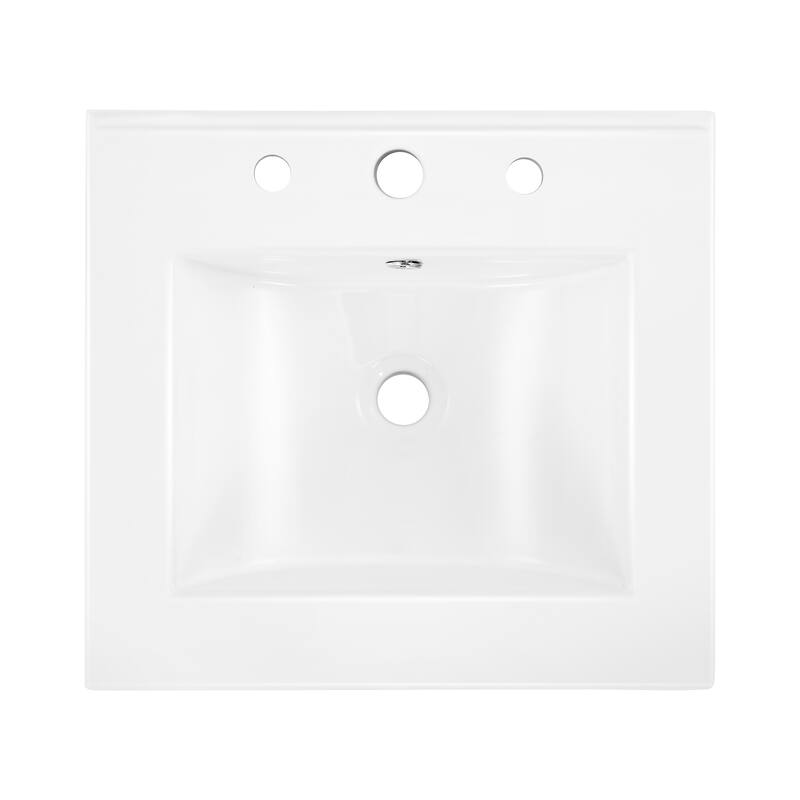 Aubert 3-Hole Classic Contemporary Rectangular Ceramic Single Sink Basin Vanity Top, by JONATHAN Y