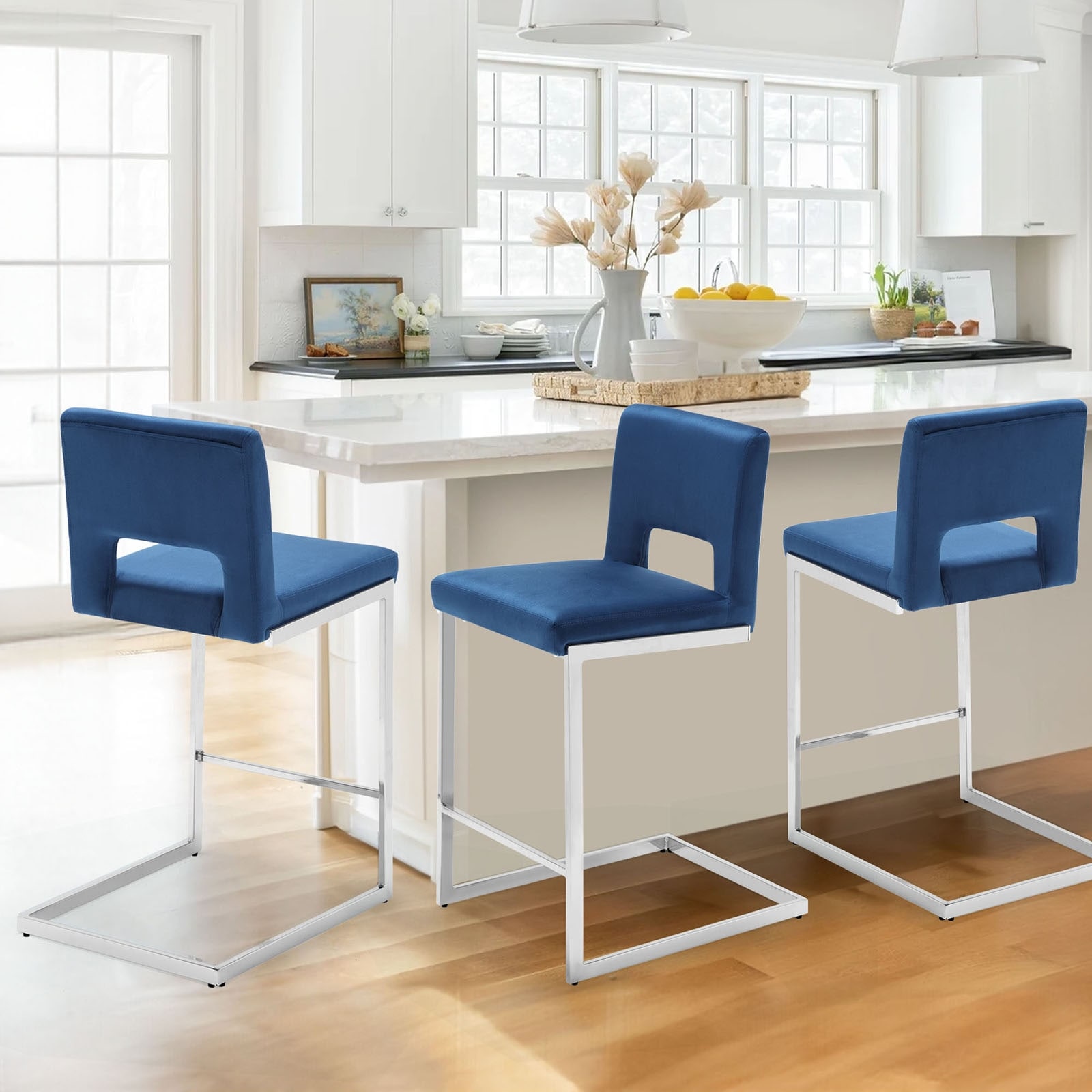 26" Counter Height Bar Stools Set of 2/3 with Metal Frame - 18"W x 23"D x 37.6"H