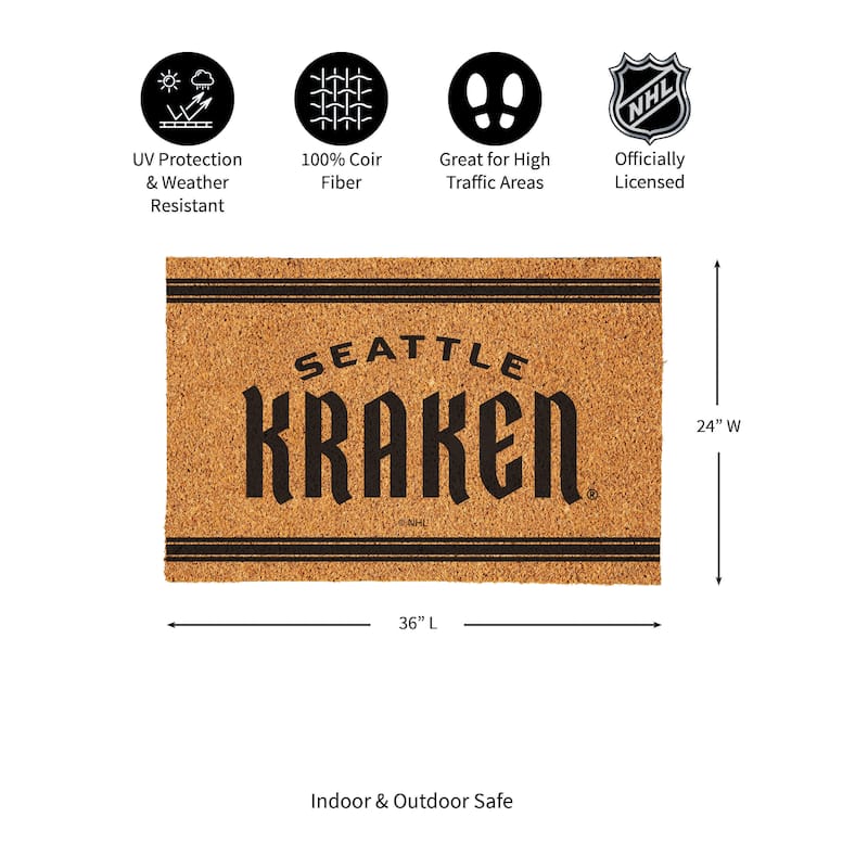 Seattle Kraken Monochrome Indoor/Outdoor Coir Door Mat
