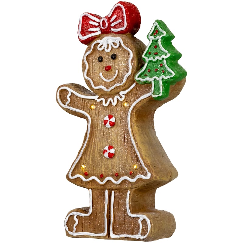 LED Lighted Gingerbread Girl Christmas Figurine - 15.25"
