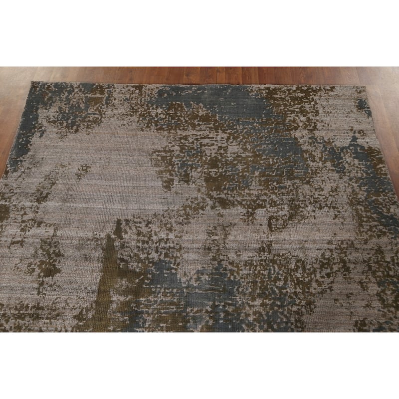 Multi-Color Abstract Area Rug Handmade Wool Carpet - 5'3" x 8'4"