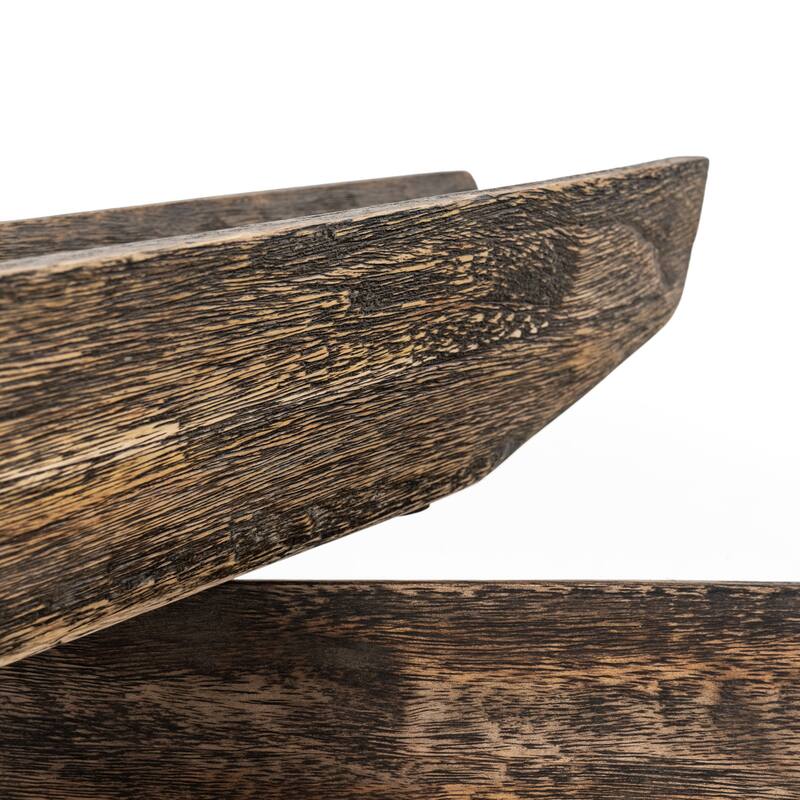 HomeRoots Set of Two Dark Brown Solid Wood Boat Vanity Trays - 36.00 in. x 3.25 in. x 7.00 in.