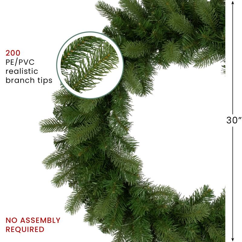 real touch™️ noble fir artificial christmas wreath unlit 30"