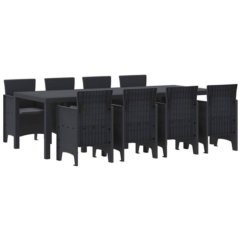 vidaXL Garden Dining Set 9/11 pcs Anthracite/Brown Polt rattan - 250 x 100 x 73 cm