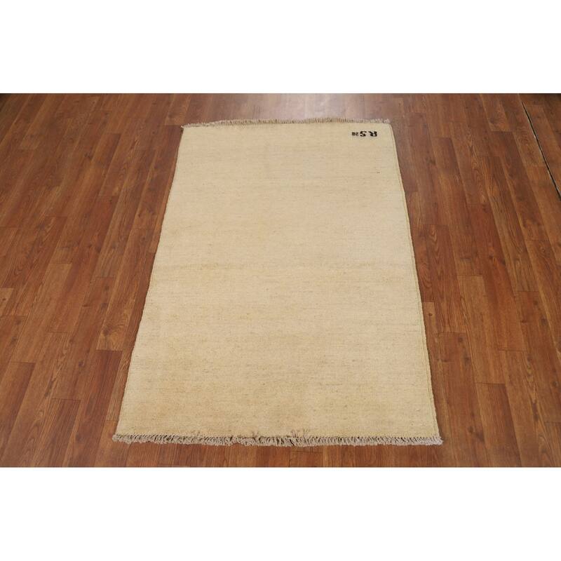 Modern Solid Gabbeh Oriental Foyer Rug Hand-Knotted Wool Carpet - 2'9"x 3'11"
