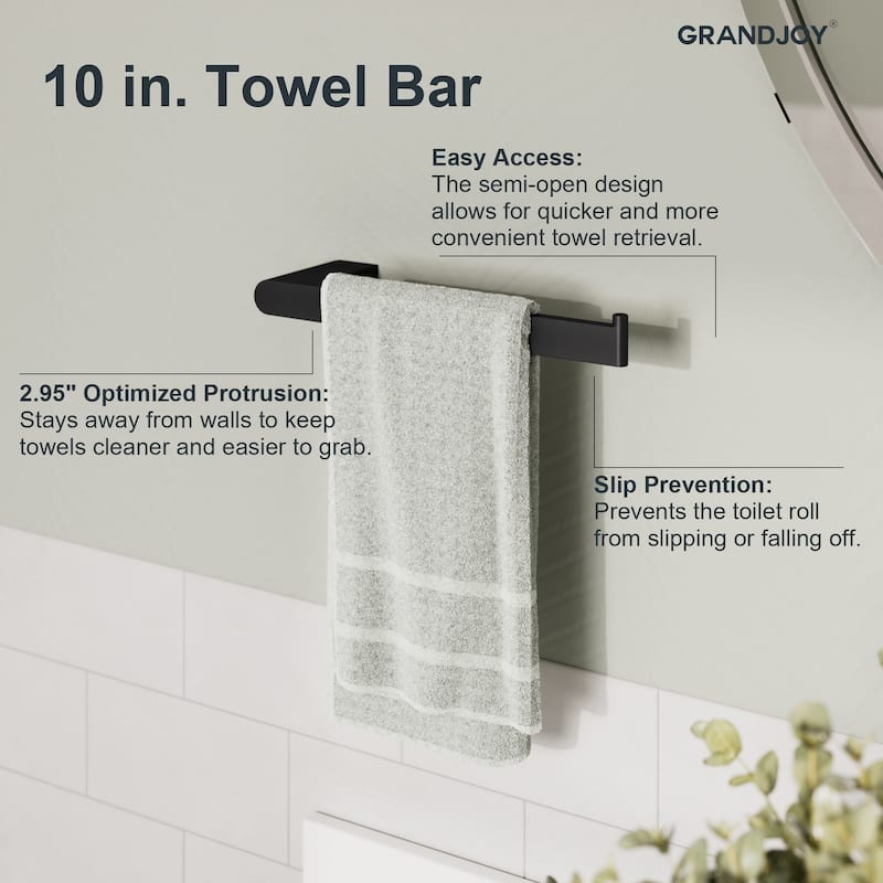 GRANDJOY 4-Piece Towel Rack for Bathroom Towel Bars Hardware Set in Stainless Steel