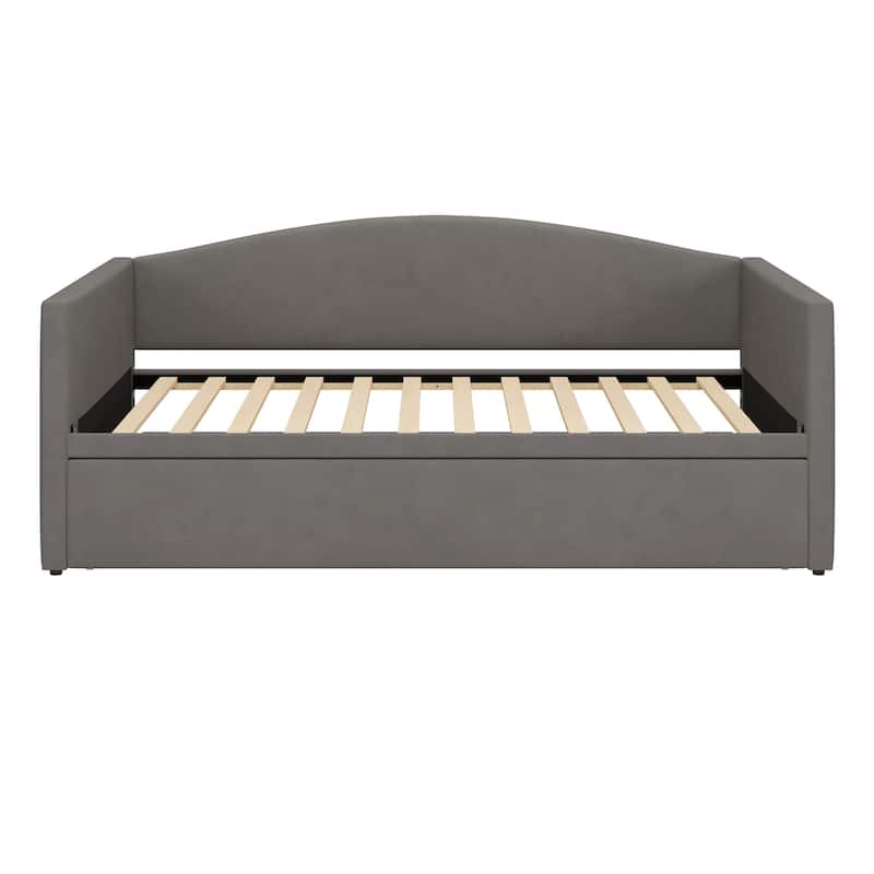 GDFStudio - Twin Size Daybed with Extended Pop Up Trundle, Upholstered Velvet Sofa Bed, Space